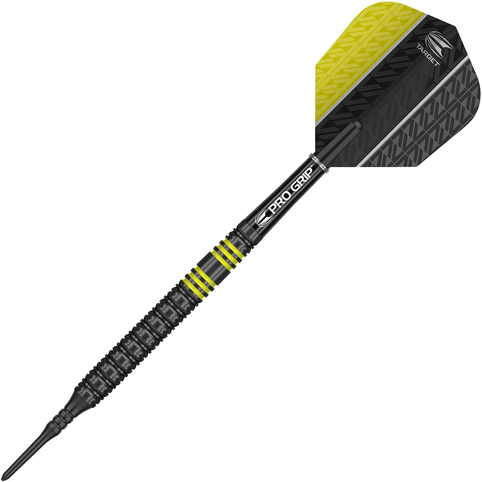 Target Vapor 8 Black Soft Tip Darts - Yellow 19gm