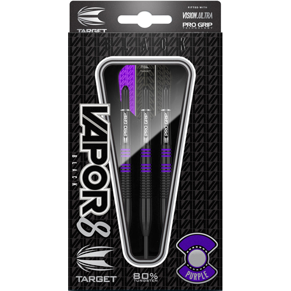 Target Vapor 8 Black Steel Tip Darts - Purple 21gm