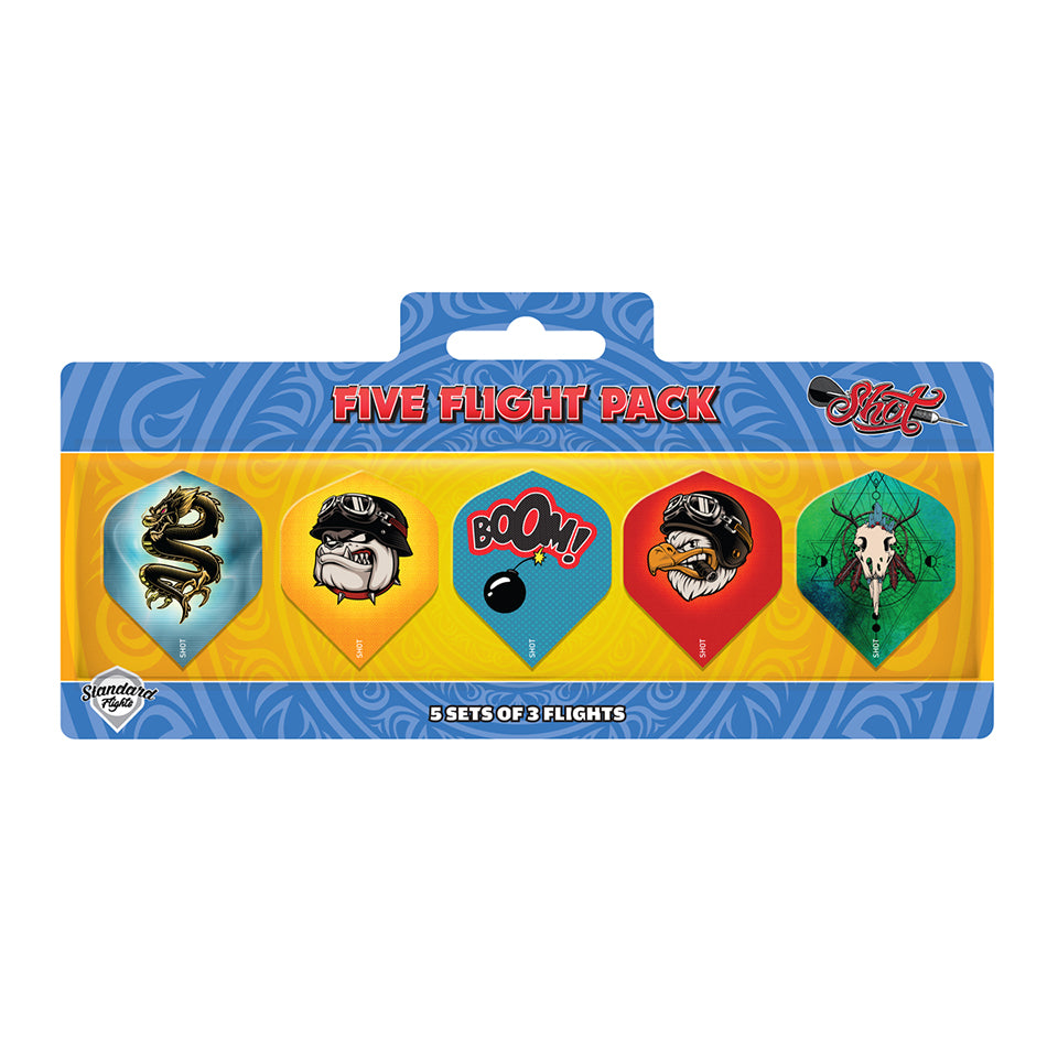 Shot Five Dart Flight Pack - Shape (5 sets)