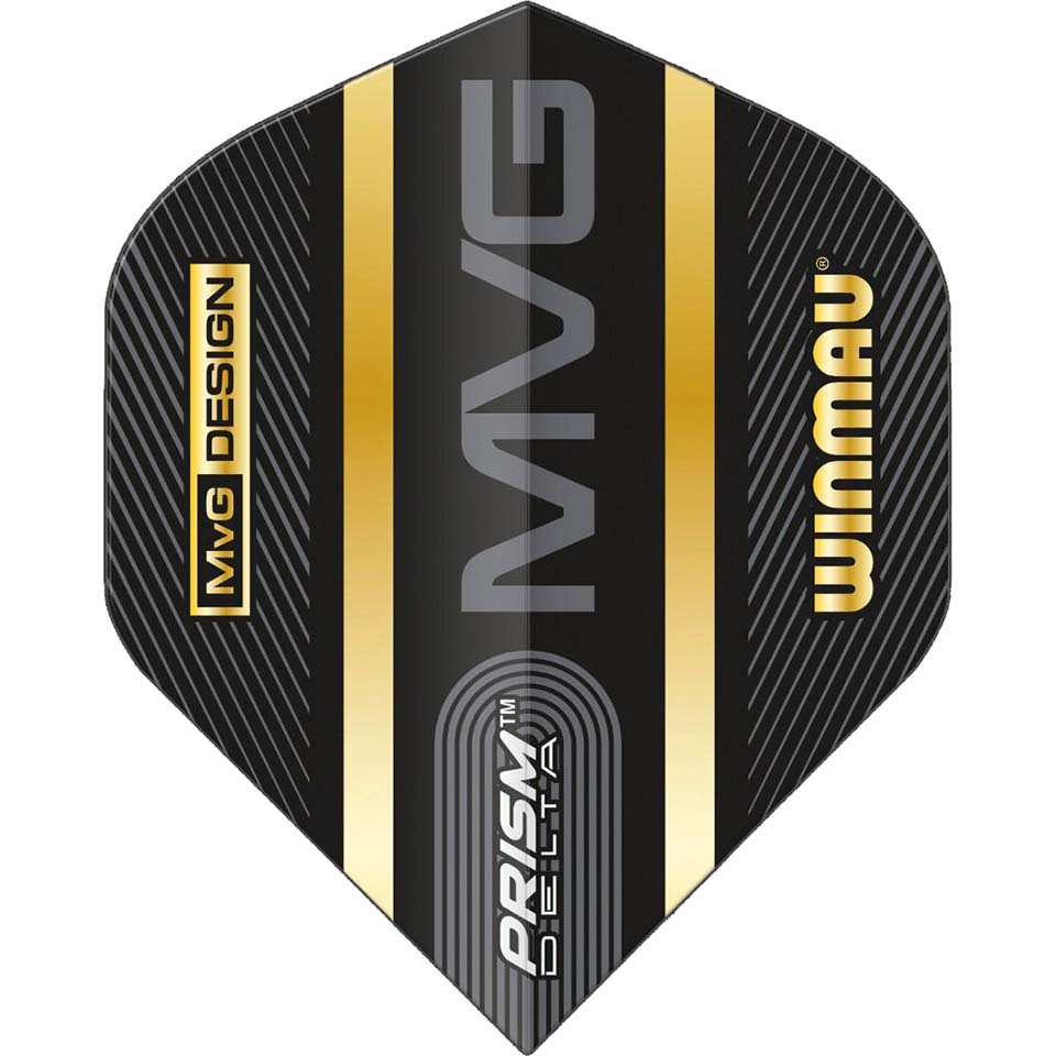 Winmau MvG Prism Delta Extra Thick Dart Flights Shape Black & Gold