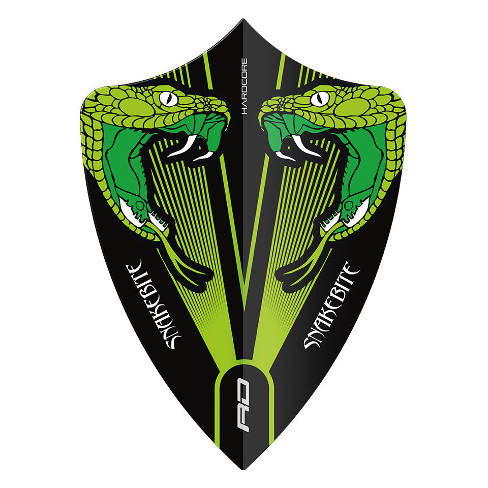 Red Dragon Hardcore Snakebite Transparent Dart Flights - Freestyle Green