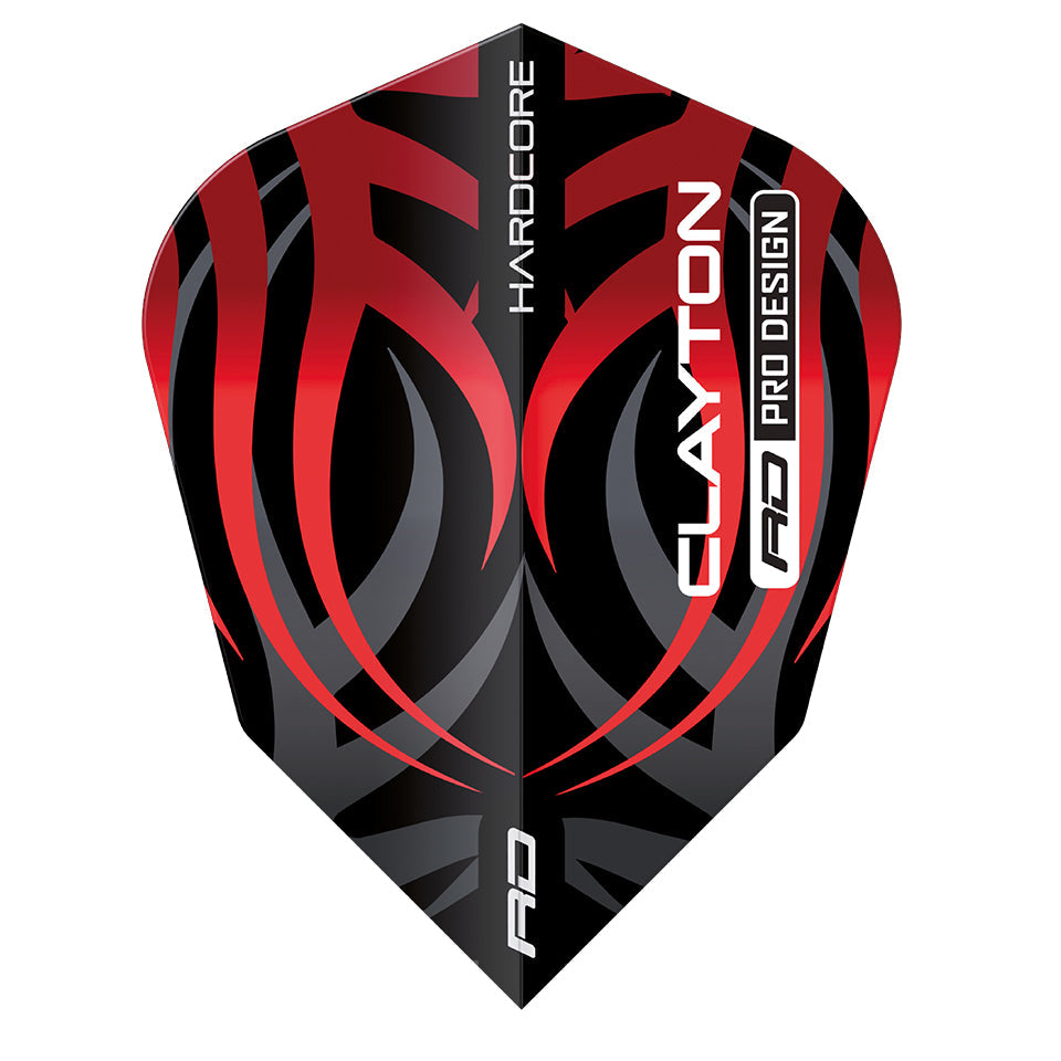 Red Dragon Hardcore Jonny Clayton Tribal Dart Flights - V-Standard Red