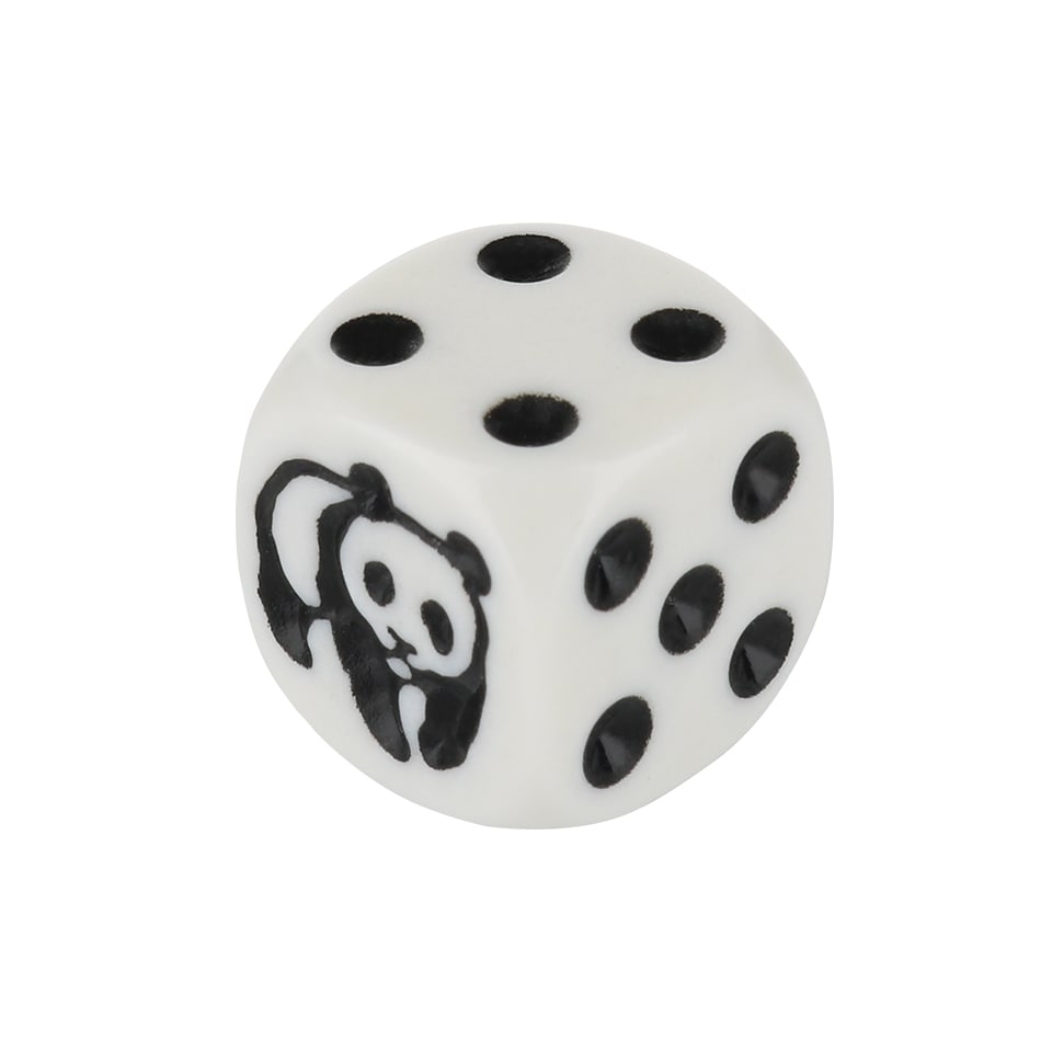 16mm Round Corner Panda Dice - White With Black Dots