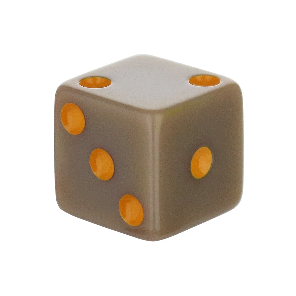16mm Square Corner Dice - Brown With Orange Dots