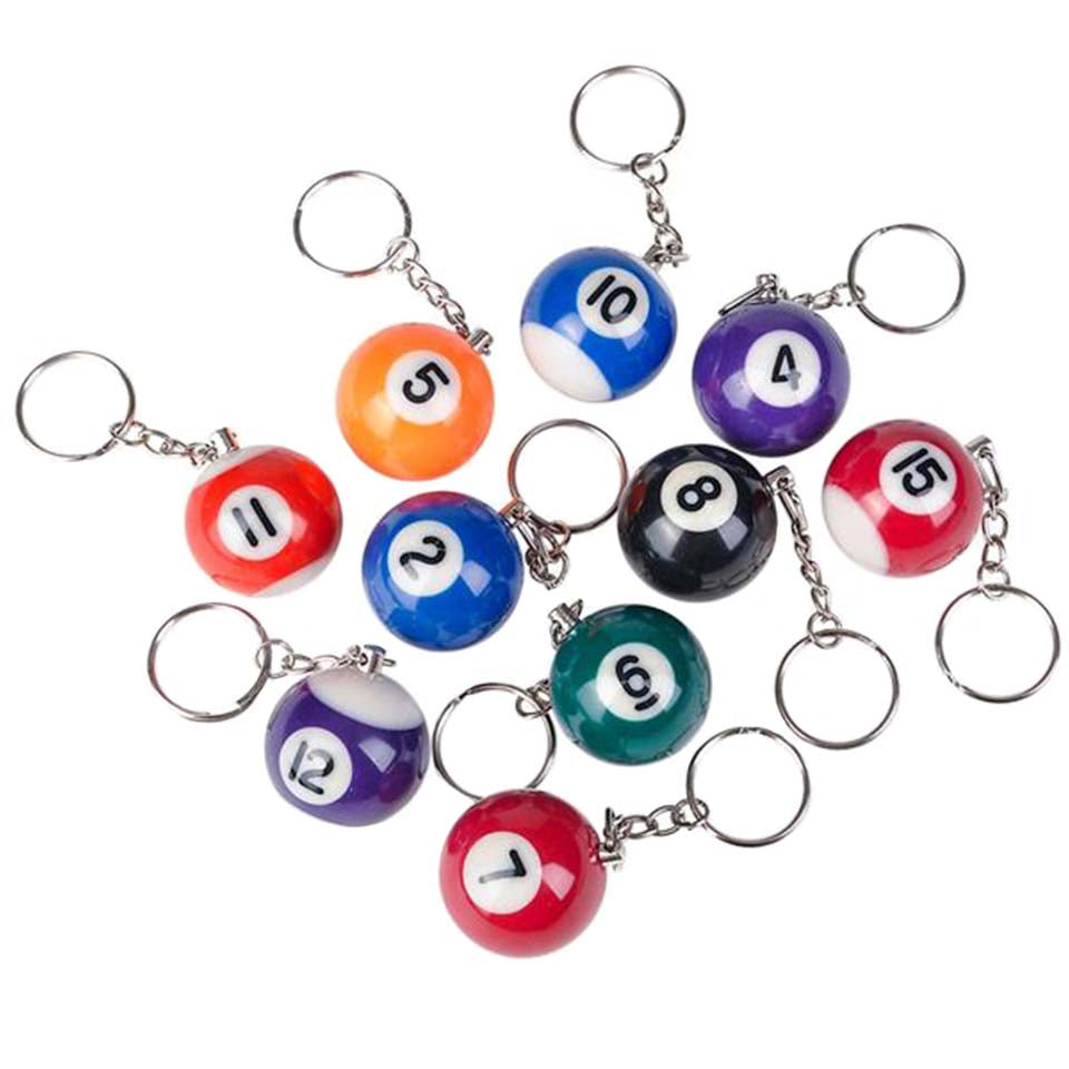 1" Assorted Pool Ball Keychain