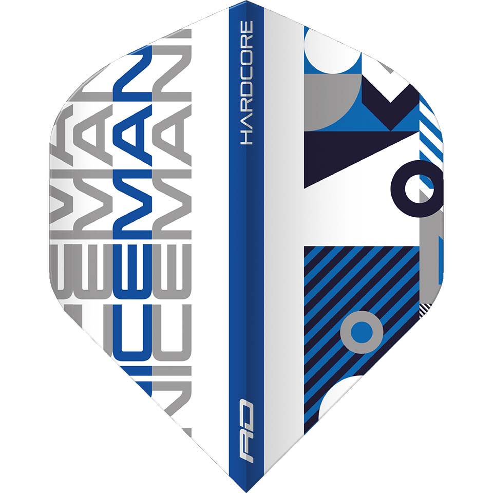 Red Dragon Hardcore Iceman Stack Dart Flights - Standard White & Blue