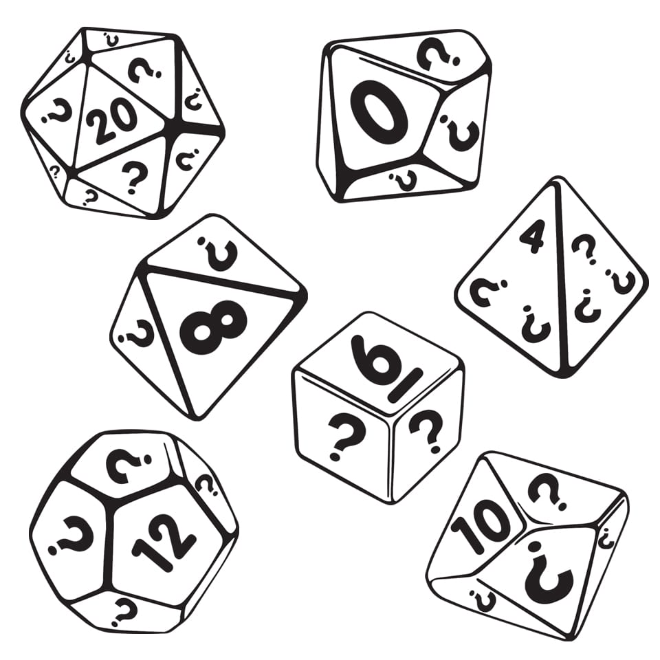 polyhedral dice drawing