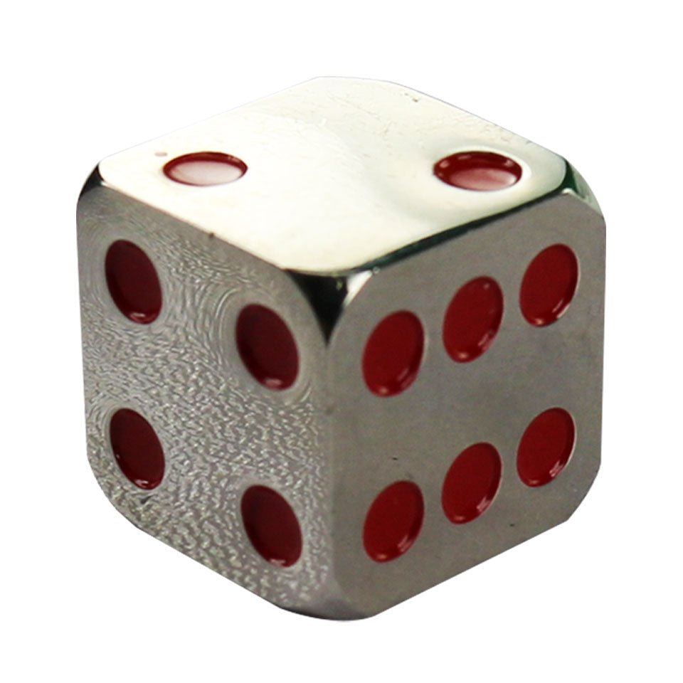 14.3mm Square Corner Metal Dice - Red Dots