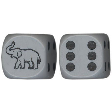 16mm Round Corner Elephant Dice - Gray With Black Dots