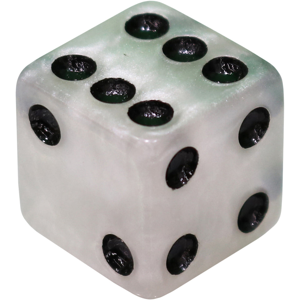 16mm Square Corner Marbleized Dice - White