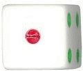 16mm Square Corner Dice - White With Multi Color Dots