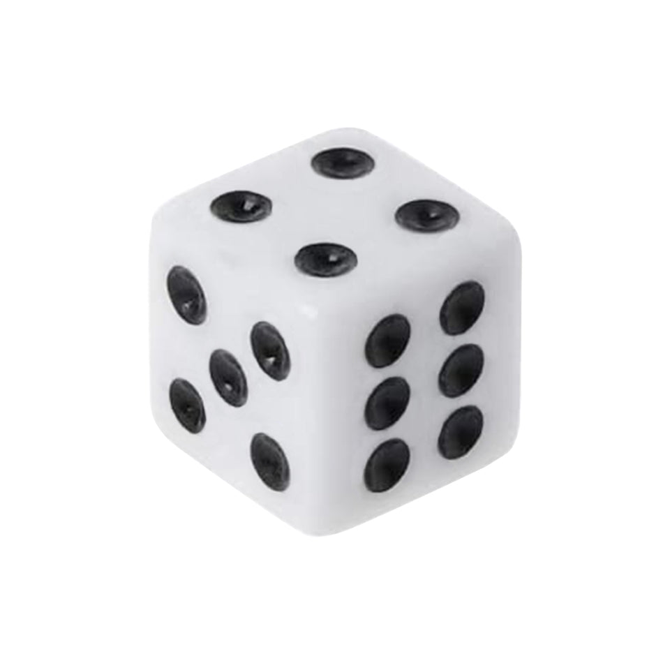 16mm Square Corner Dice - White With Black Dots
