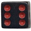 16mm Square Corner Dice - Black With Red Dots