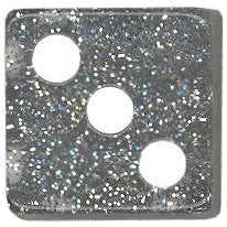 16mm Square Corner Glitter Dice - Silver