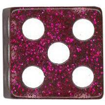 16mm Square Corner Glitter Dice - Red