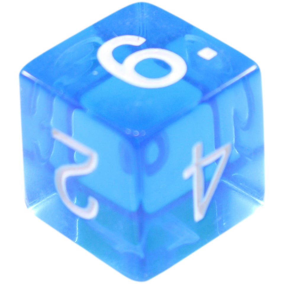 16mm Square Corner Dice - Blue With White Numbers