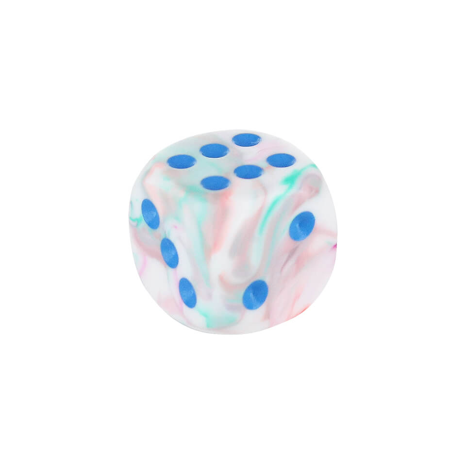 12mm Round Corner Mini Dice - Pop Art With Blue Dots