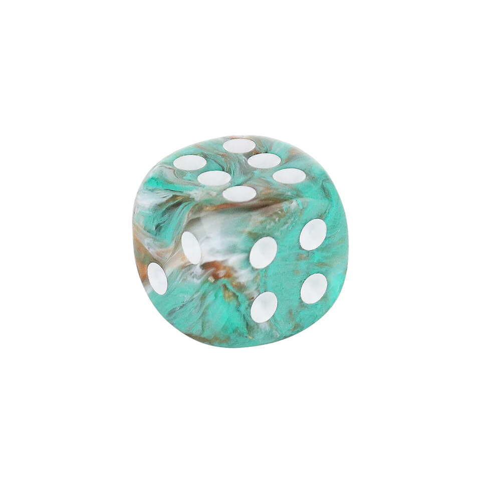 12mm Round Corner Mini Dice - Oxi-Copper With White Dots