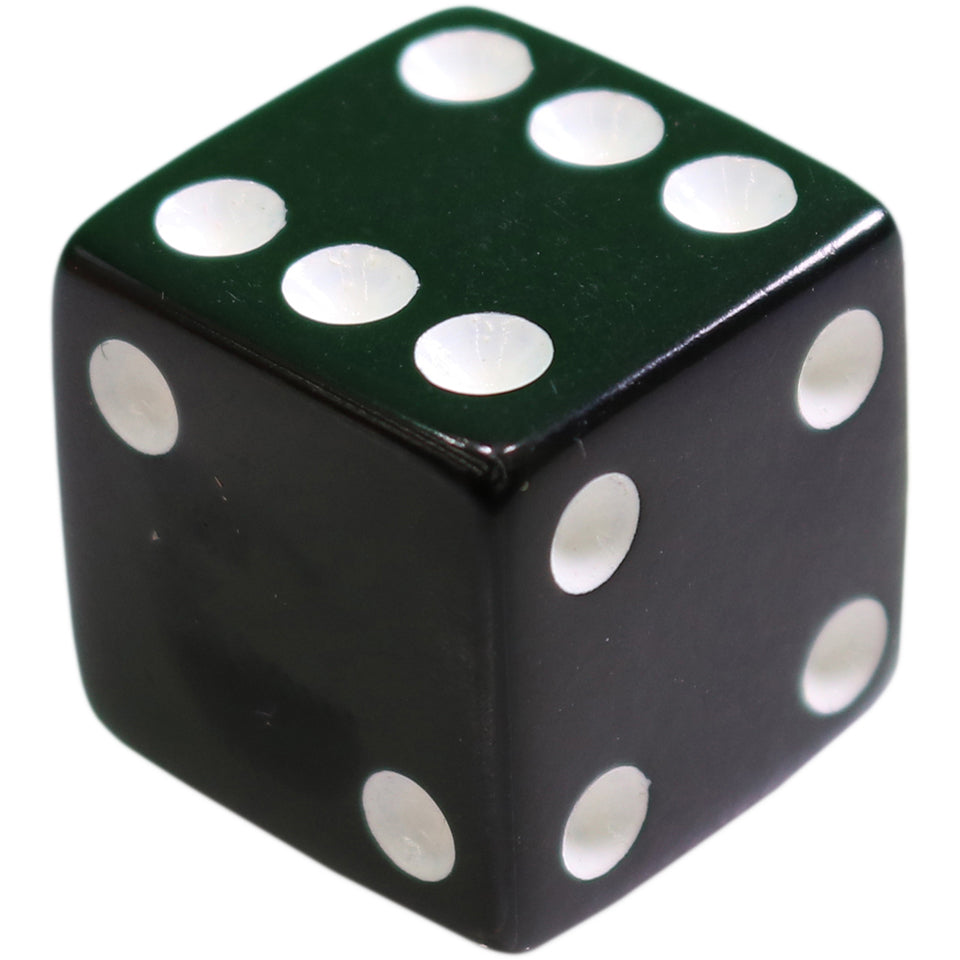19mm Square Corner Dice - Black With White Dots