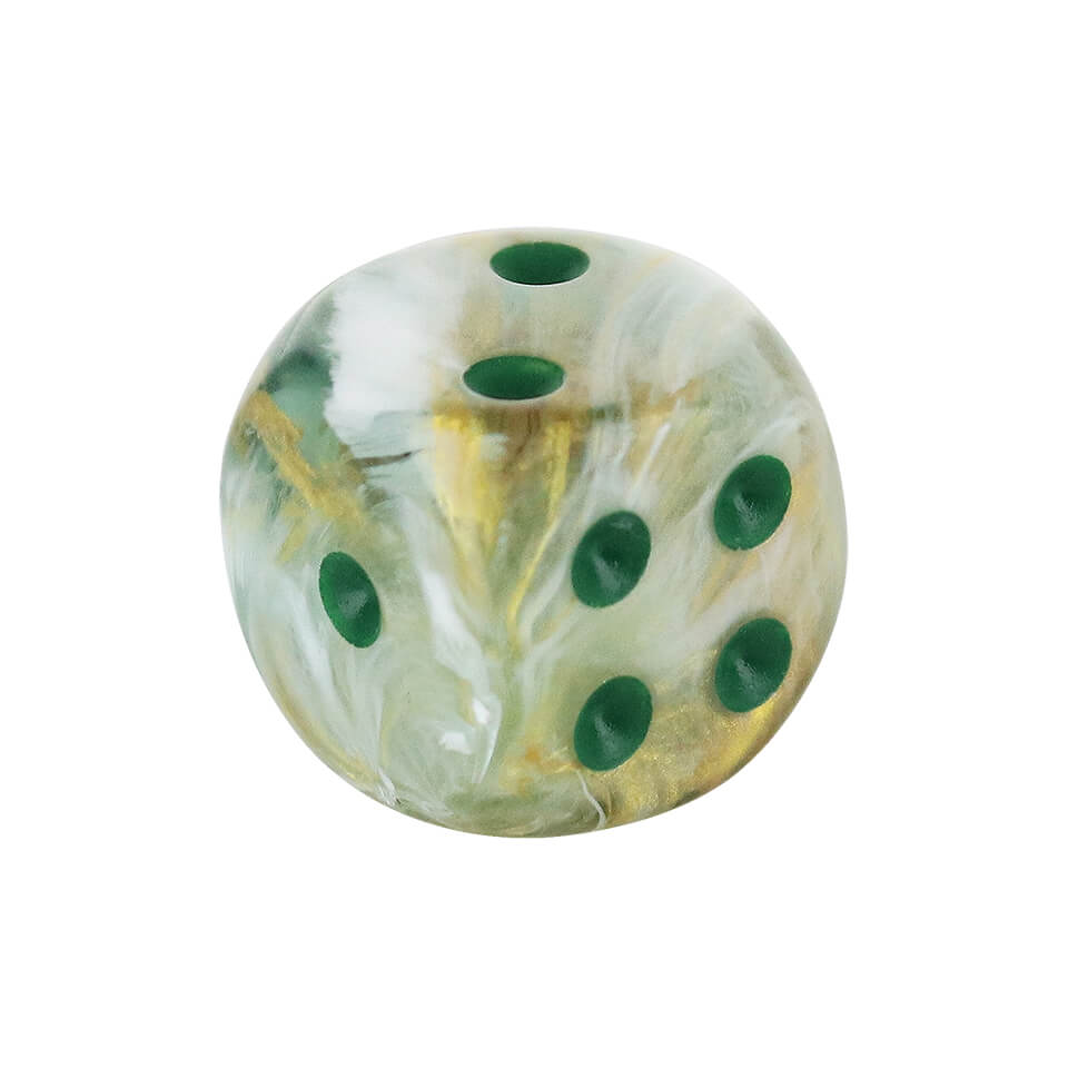 16mm Round Corner Dice - Green With Dark Green Dots