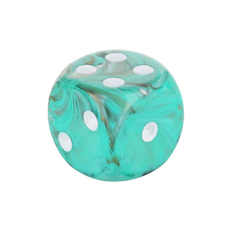 16mm Round Corner Dice - Oxi-copper With White Dots