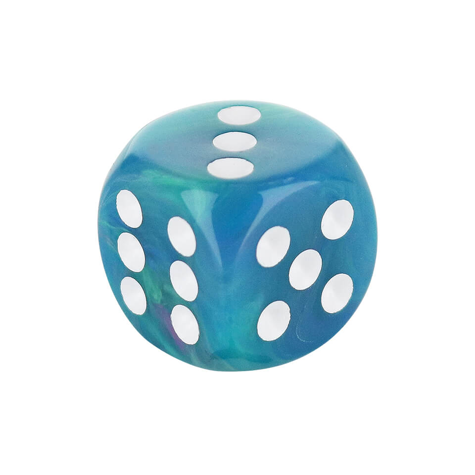 16mm Round Corner Dice - Festive Water Lily & White Dots