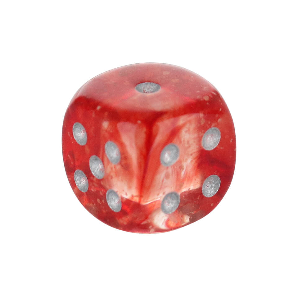 16mm Round Corner Dice - Red With Silver Dots