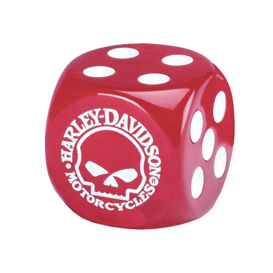 25mm Round Corner Harley-Davidson Dice - Red With White Dots