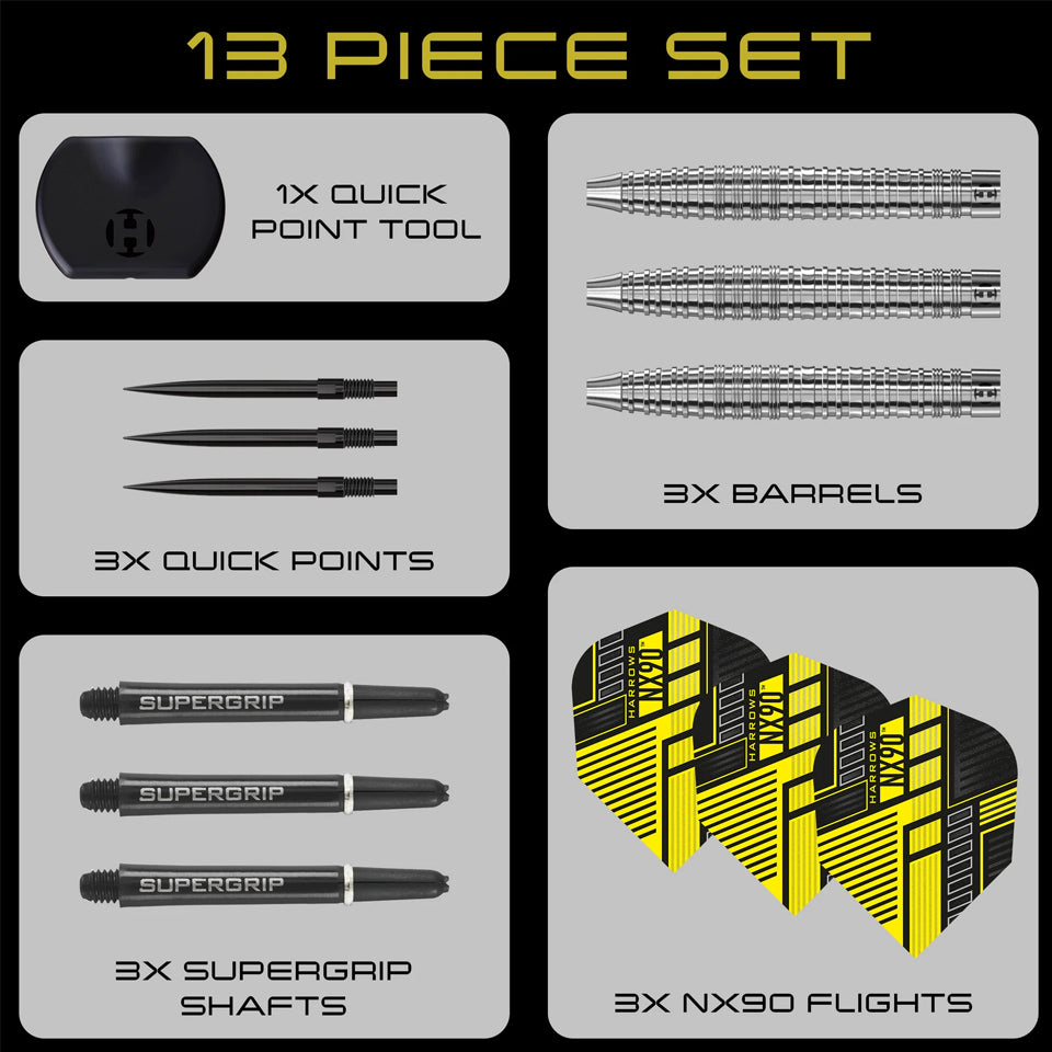 Harrows NX90 Tapered Quick Point Steel Tip Darts - 26gm