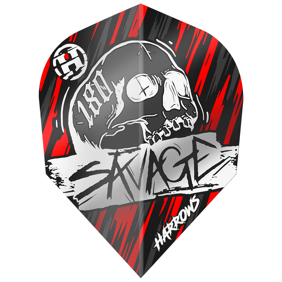 Harrows Savage Dart Flights - Shape Red/Silver