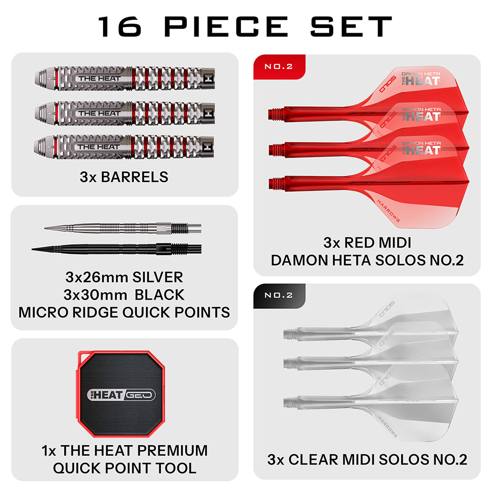 Harrows Damon Heta Geo Quick Point Steel Tip Darts - 23gm