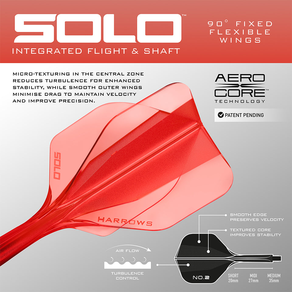 Harrows Solo Flight & Shaft System - No2 Medium Red