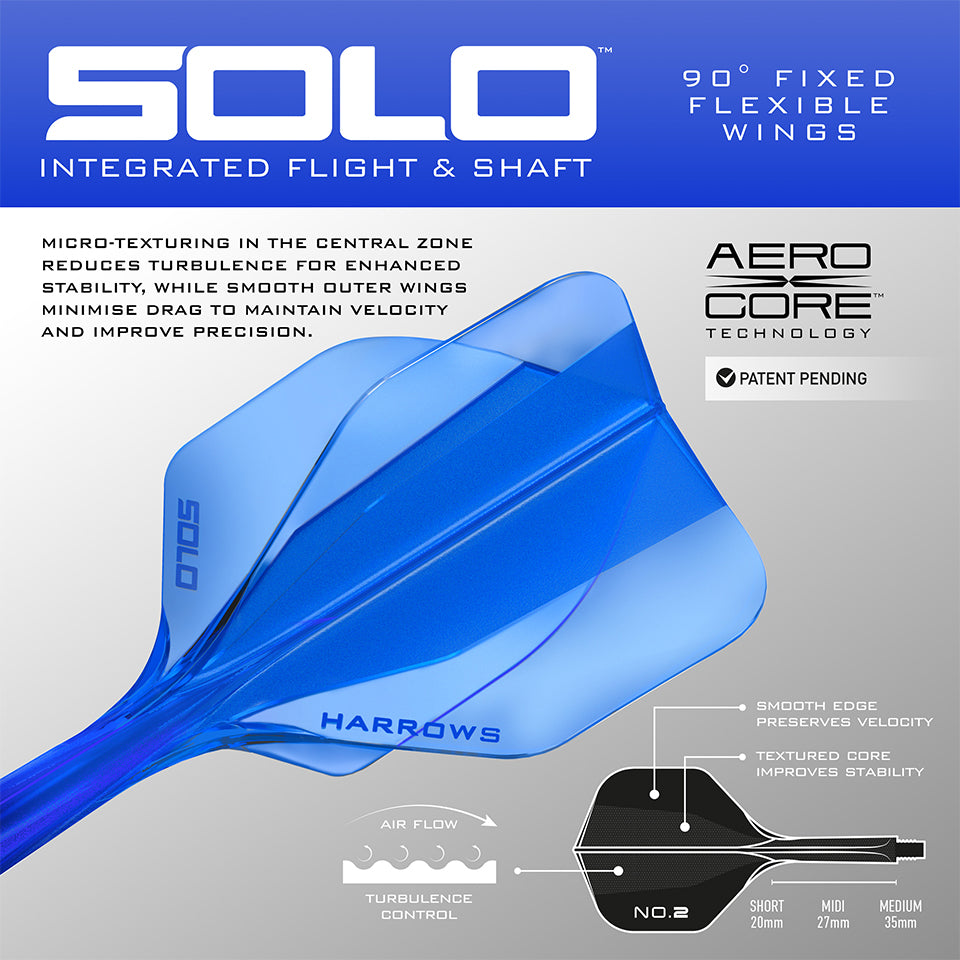 Harrows Solo Flight & Shaft System - No2 Midi Blue
