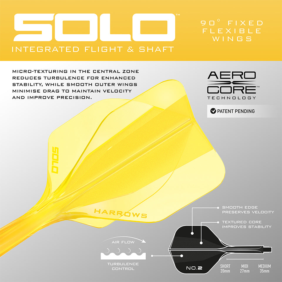 Harrows Solo Flight & Shaft System - No2 Short Yellow