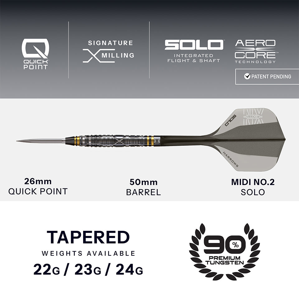 Harrows NX Luxe Tapered Quick Point Steel Tip Darts - 23gm