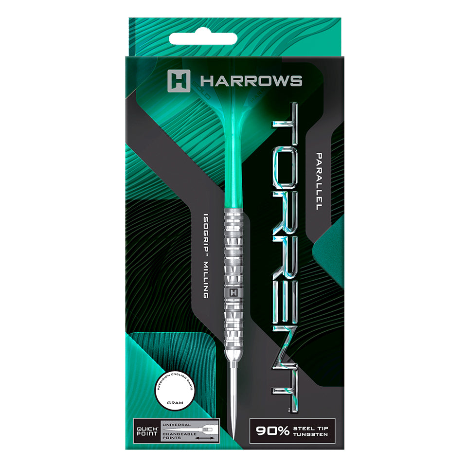Harrows Torrent Parallel Quick Point Steel Tip Darts - 24gm