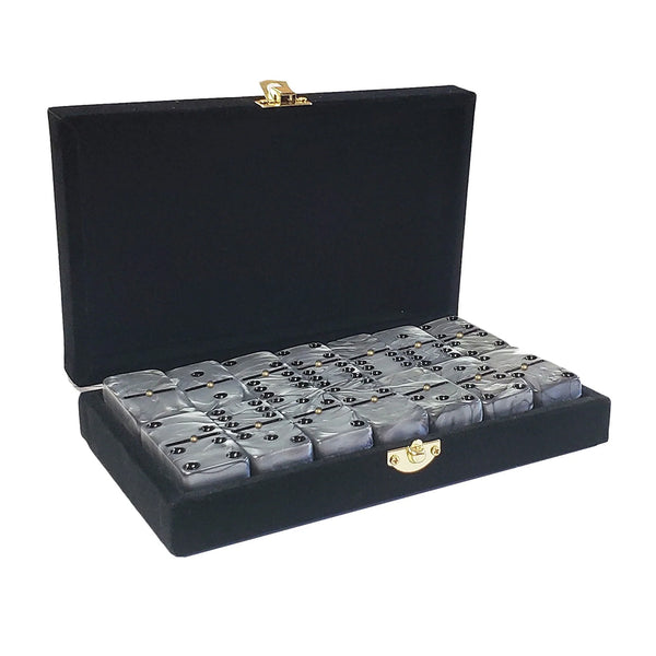 Jumbo Double Six Dominoes With Spinners - Silver