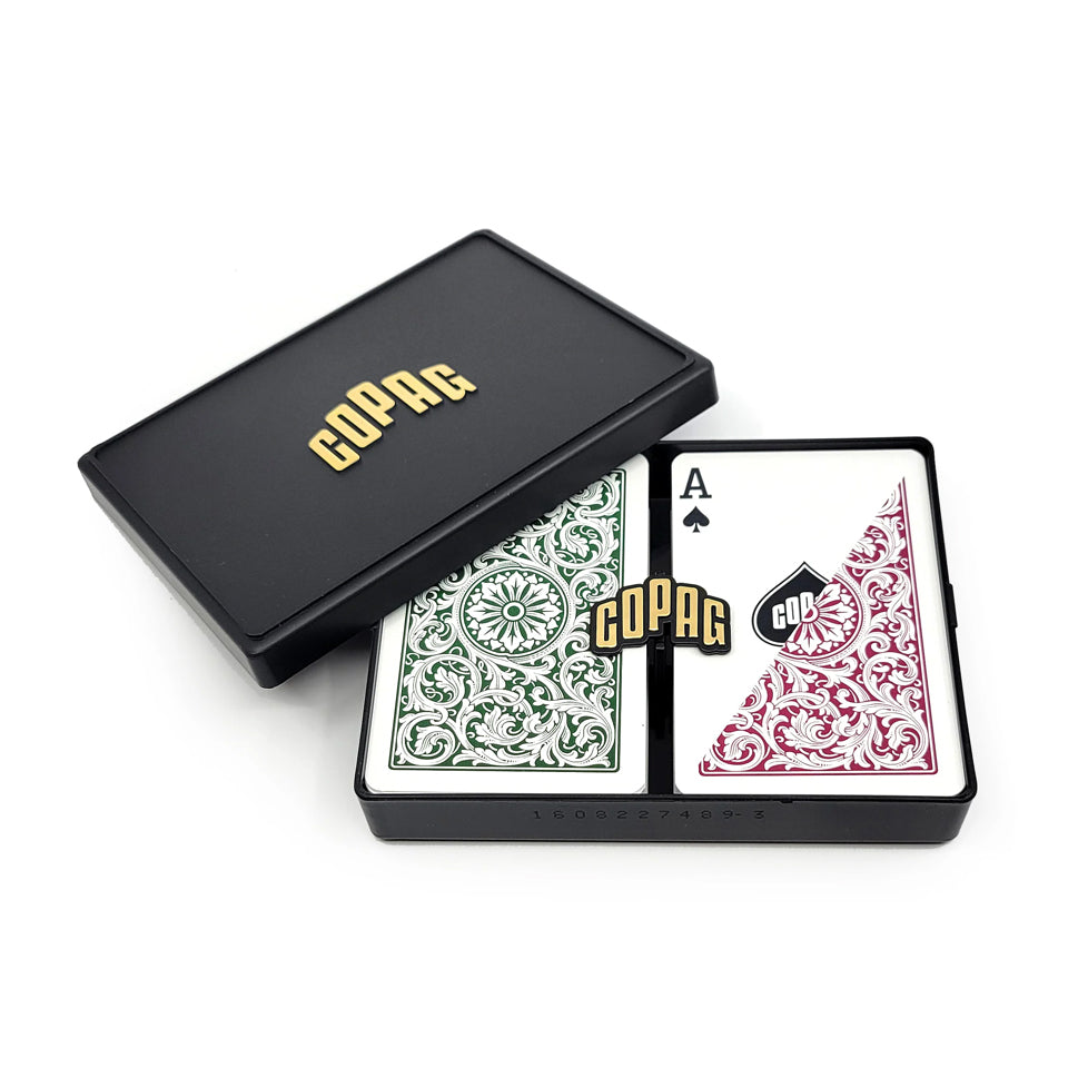Copag 1546 Regular Index Bridge Size Cards Double Deck - Burgundy & Green