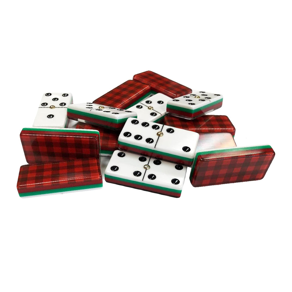 Double 6 Dominoes - Plaid With Black Dots