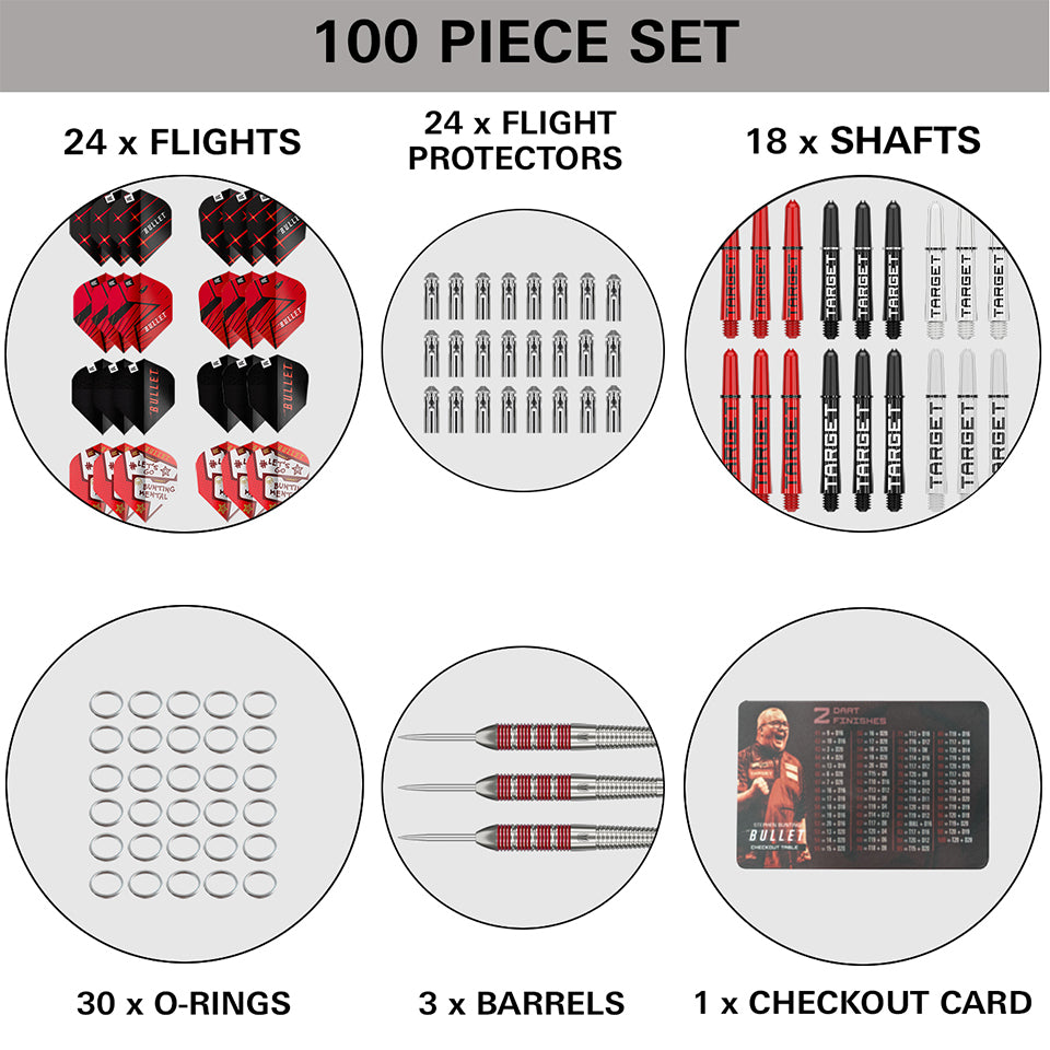 Target Stephen Bunting Brass Steel Tip Dart Set - 22gm (100 Piece)