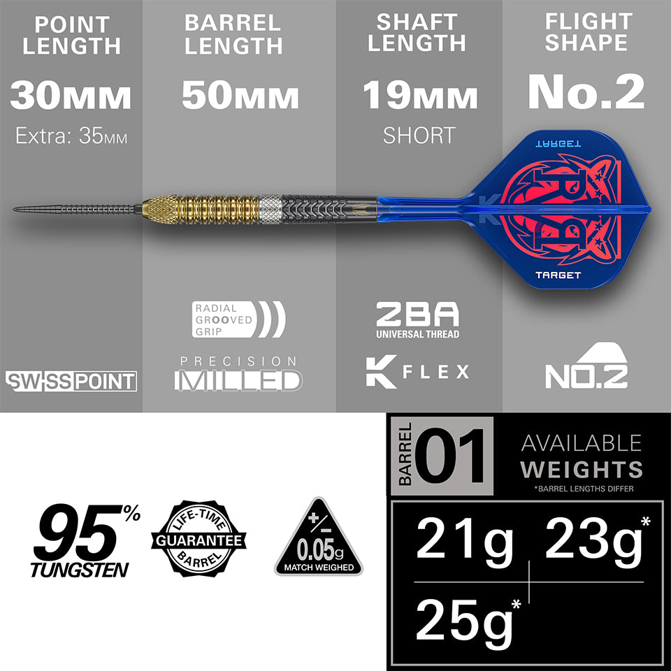 Target Raymond Van Barneveld Gen 6 Swiss Point Steel Tip Darts - 25gm