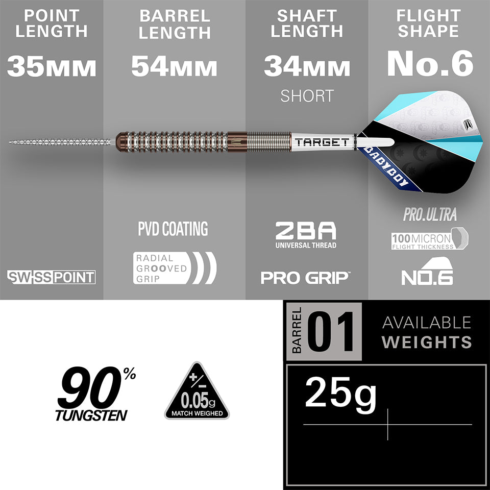 Target Adam Lipscombe Swiss Point Steel Tip Darts - 25gm