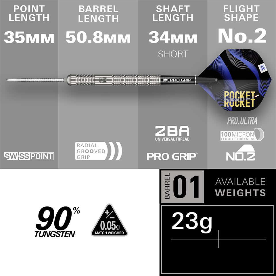 Target Justin Hood Swiss Point Steel Tip Darts - 23gm