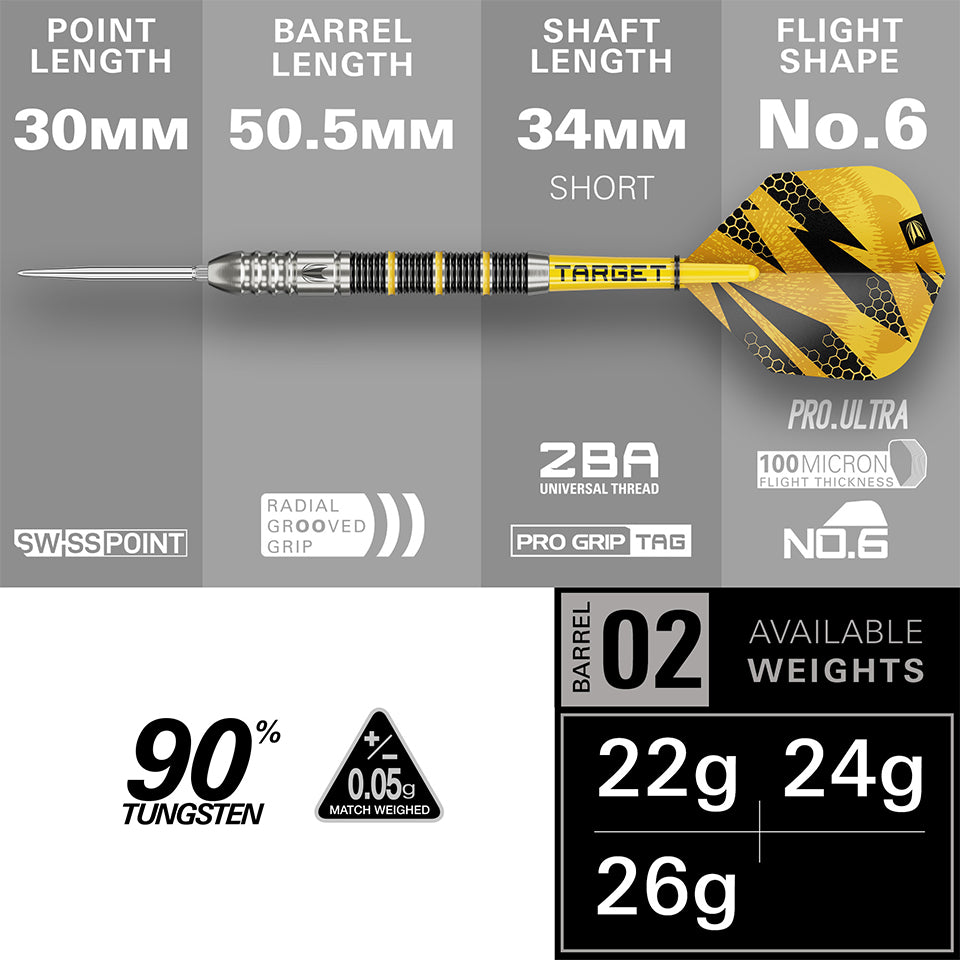 Target Buzz 02 Swiss Point Steel Tip Darts - 24gm