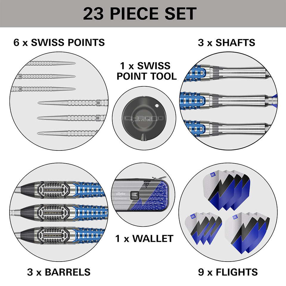 Target Phil Taylor Power Chrono Swiss Point Steel Tip Darts - 22gm
