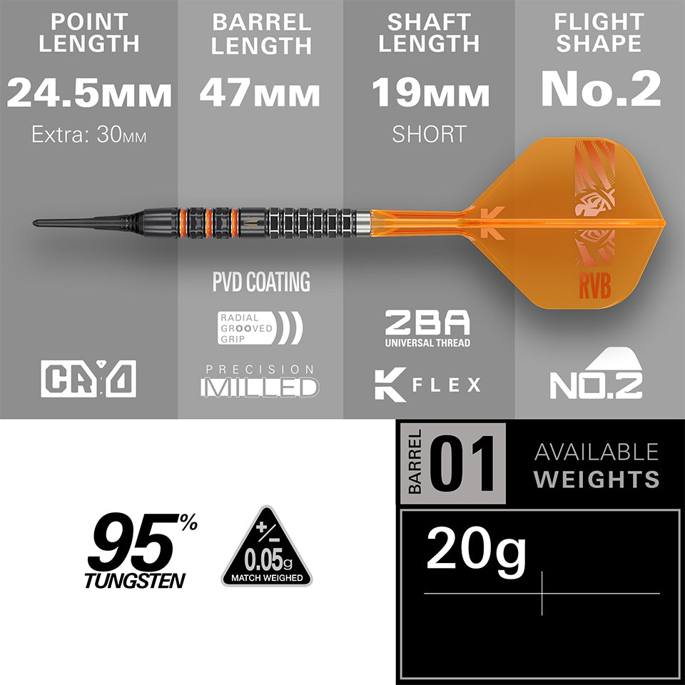 Target Raymond Van Barneveld 95k Soft Tip Darts - 20gm