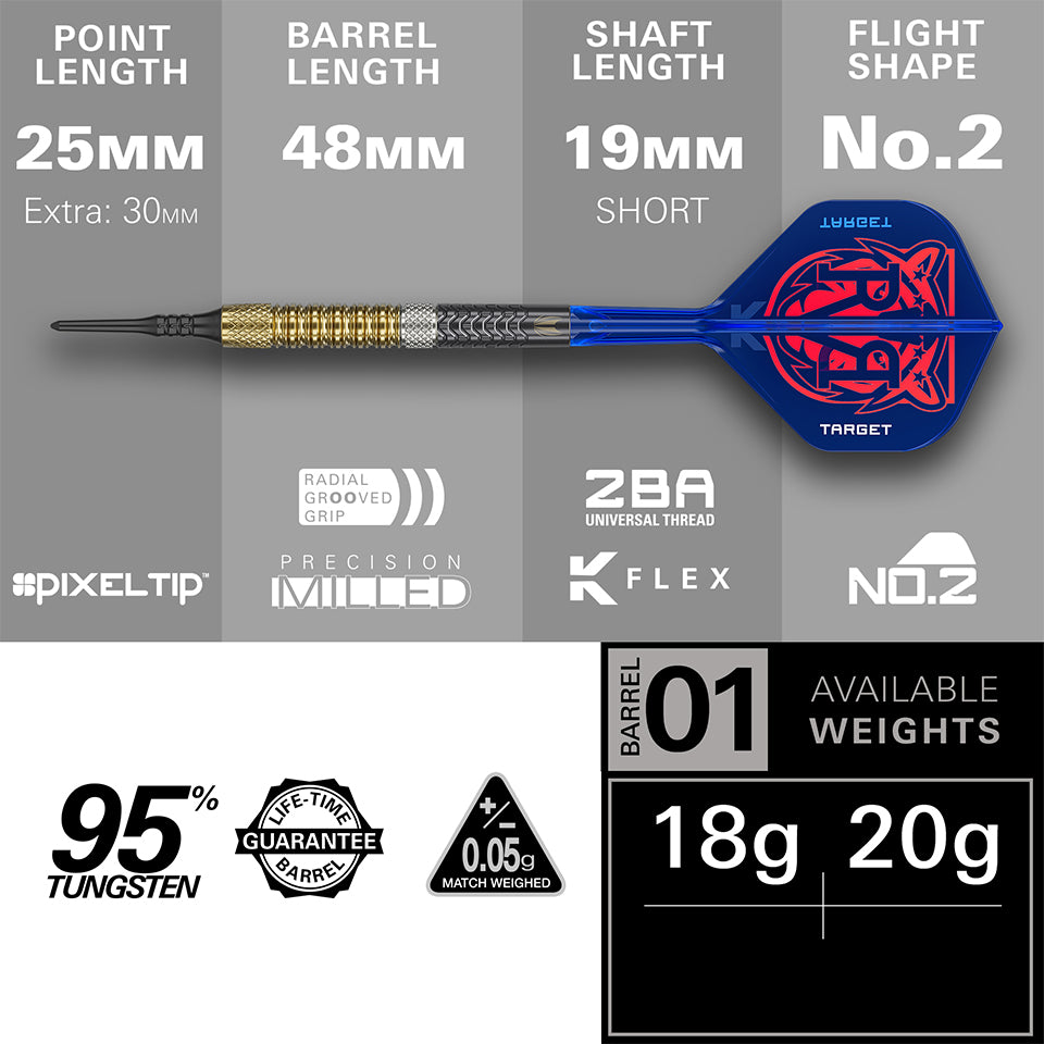 Target Raymond Van Barneveld Gen 6 Soft Tip Darts - 20gm
