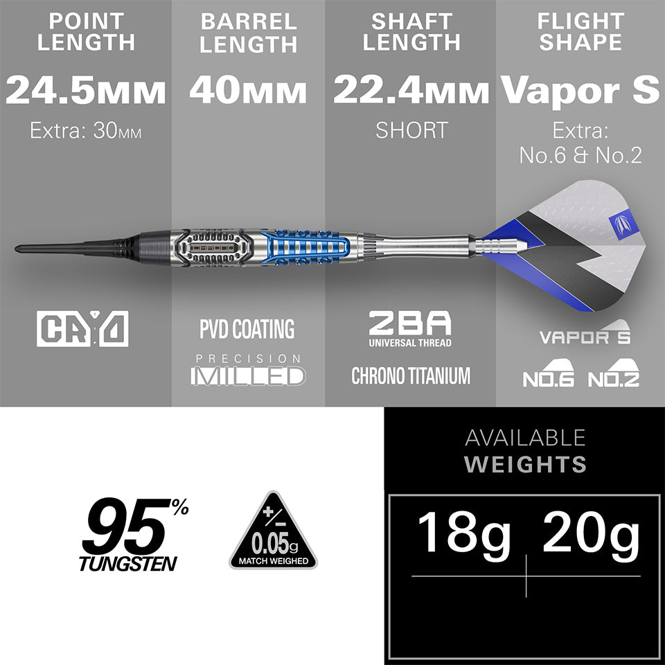 Target Phil Taylor Power Chrono Soft Tip Darts - 18gm