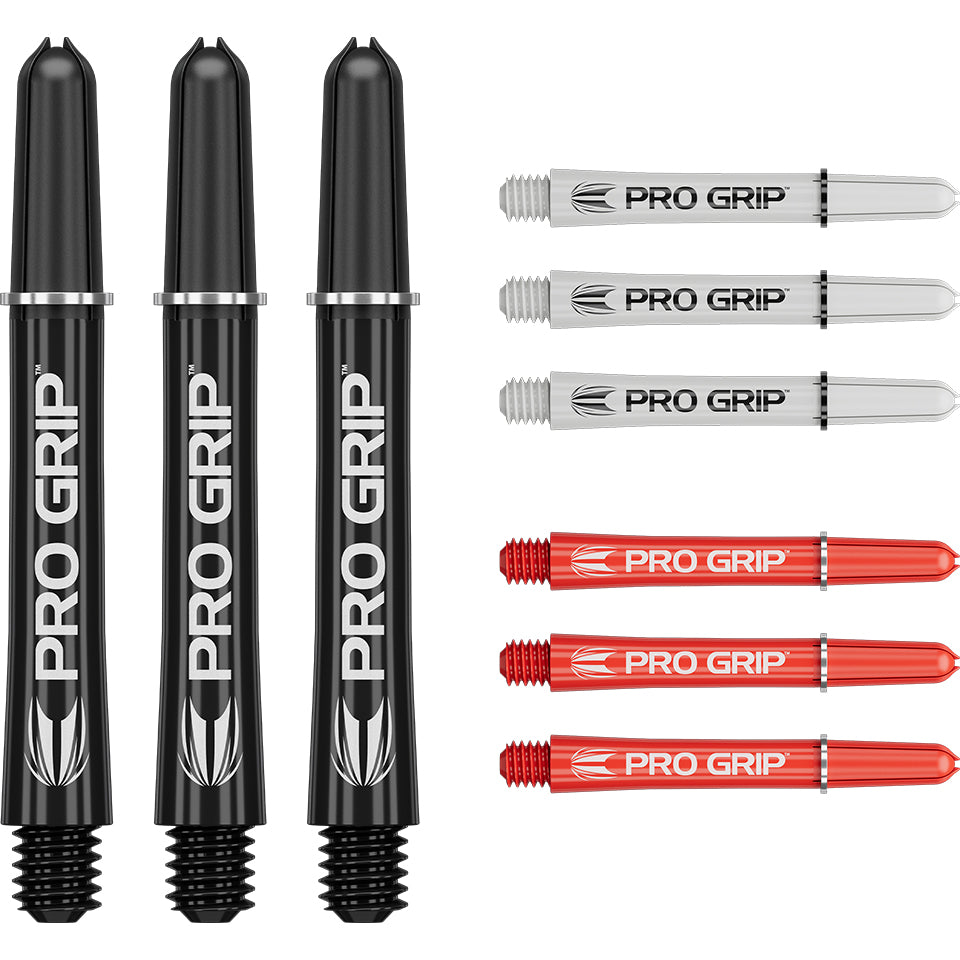 Target Pro Grip Dart Shafts - Intermediate Black/ White/ Red (3 Sets)