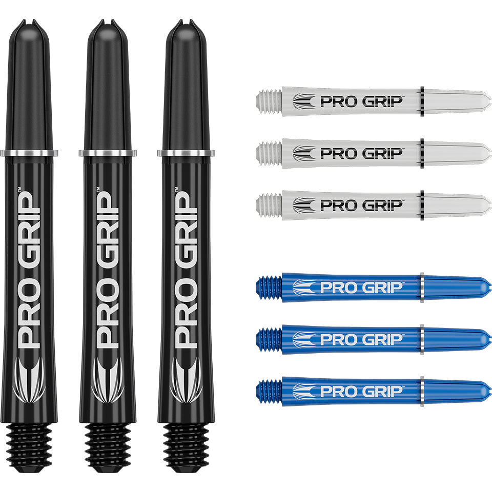 Target Pro Grip Dart Shafts - Intermediate Black/ White /Blue (3 Sets)